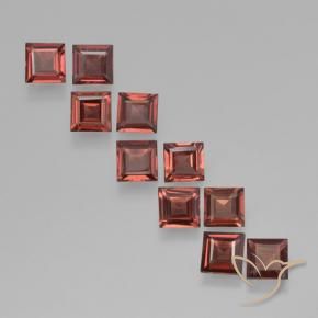 3.58 ctw Red Pyrope Garnet Stones, Natural Pyrope Garnet in Square Step-Cut Shape for Sale