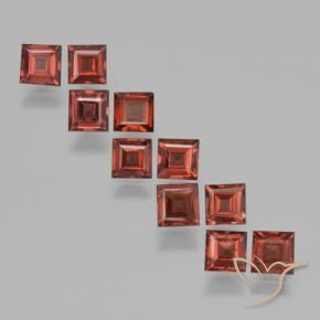 4.37 ctw Red Pyrope Garnet Stones, Natural Pyrope Garnet in Square Step-Cut Shape for Sale