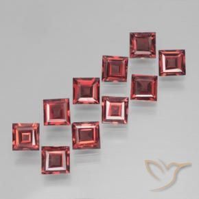 3.95 ctw Red Pyrope Garnet Stones, Natural Pyrope Garnet in Square Step-Cut Shape for Sale