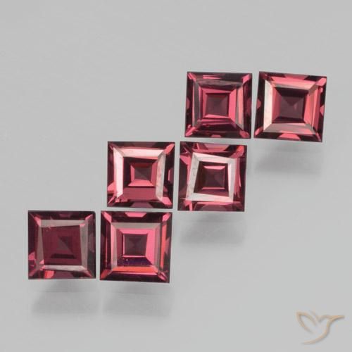 2.57 ctw Red Pyrope Garnet Stones, Natural Pyrope Garnet in Square Facet Shape for Sale