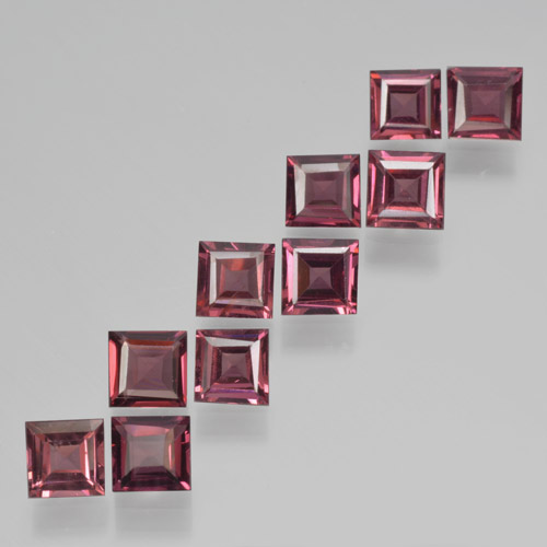 Raspberry Red Tone Granato piropo Gem - 0.4ct Taglio graduale quadrato (ID: 464388)