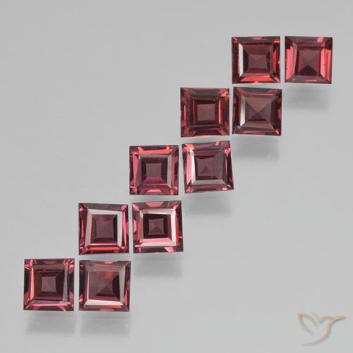 3.64 ct Square Cut Pyrope Garnet, 4 x 3.9 mm From Mozambique, Photo A