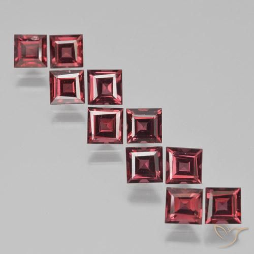 4.57 ctw Red Pyrope Garnet Stones, Natural Pyrope Garnet in Square Facet Shape for Sale