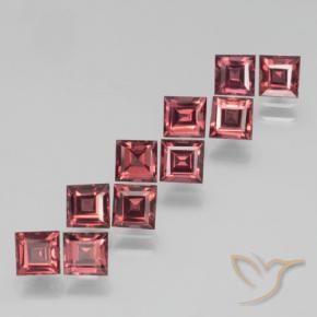 4.30 ctw Red Pyrope Garnet Stones, Natural Pyrope Garnet in Square Step-Cut Shape for Sale