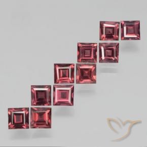 4.40 ctw Red Pyrope Garnet Stones, Natural Pyrope Garnet in Square Step-Cut Shape for Sale