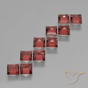 Pyrope Garnet Gemstones in 4 x 4 mm (calibrated) Size for Sale, Pyrope Garnet Stones in Medium Red Color