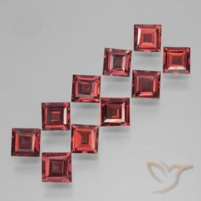 3.98 ctw Red Pyrope Garnet Stones, Natural Pyrope Garnet in Square Step-Cut Shape for Sale