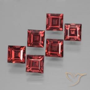 2.80 ctw Red Pyrope Garnet Stones, Natural Pyrope Garnet in Square Step-Cut Shape for Sale