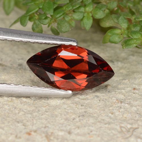 Deep Blood Red Гранат Пироп Камень - 1.2ct Фасетная Маркиза (ID: 478928)