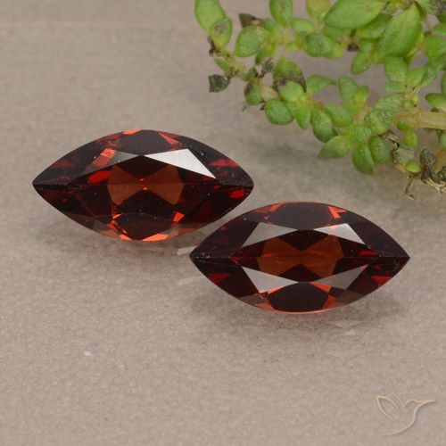 2 piezas de Granate Piropo Roja Marquesa a juego en tamaño 10 x 5mm, peso 2,04 ct en total / promedio. 1,02 ct cada uno, Rojo sangría en claridad vvs-vs, piedra preciosa natural No tratado, dureza de Mohs 6.5 - 7.5 Adecuado para joyas de uso diario, Photo A