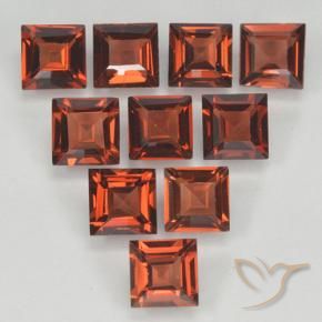 3.84 ctw Red Pyrope Garnet Stones, Natural Pyrope Garnet in Square Step-Cut Shape for Sale