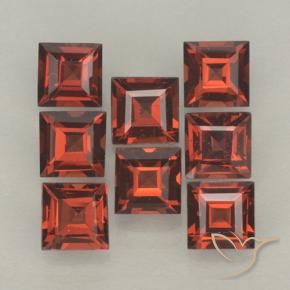 3.67 ctw Red Pyrope Garnet Stones, Natural Pyrope Garnet in Square Step-Cut Shape for Sale
