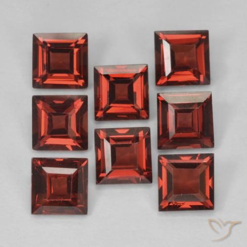3.47 ctw Red Pyrope Garnet Stones, Natural Pyrope Garnet in Square Facet Shape for Sale