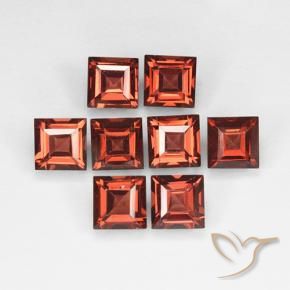 3.54 ctw Red Pyrope Garnet Stones, Natural Pyrope Garnet in Square Step-Cut Shape for Sale