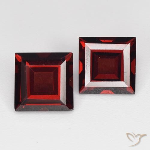 4.27 ctw Red Pyrope Garnet Stones, Natural Pyrope Garnet in Square Step-Cut Shape for Sale