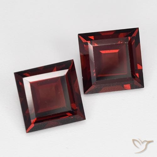 4.24 ctw Red Pyrope Garnet Stones, Natural Pyrope Garnet in Square Step-Cut Shape for Sale