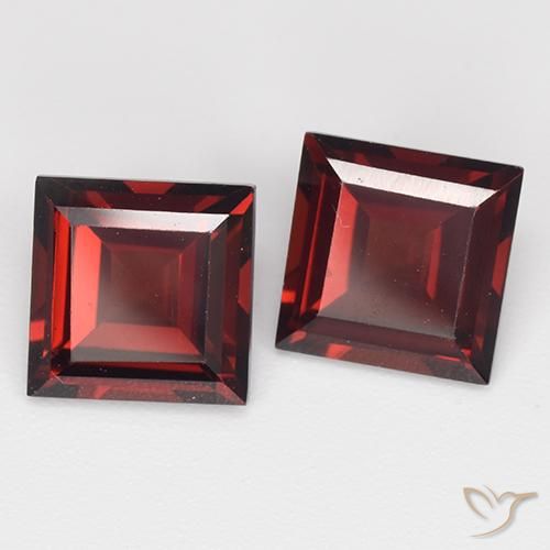 4.24 ctw Red Pyrope Garnet Stones, Natural Pyrope Garnet in Square Step-Cut Shape for Sale