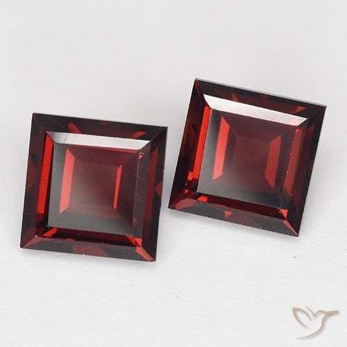 4.29 ctw Red Pyrope Garnet Stones, Natural Pyrope Garnet in Square Step-Cut Shape for Sale