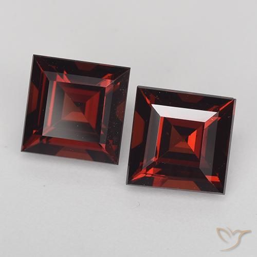 2.92 ctw Red Pyrope Garnet Stones, Natural Pyrope Garnet in Square Step-Cut Shape for Sale