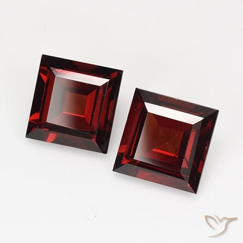 3.91 ctw Red Pyrope Garnet Stones, Natural Pyrope Garnet in Square Step-Cut Shape for Sale