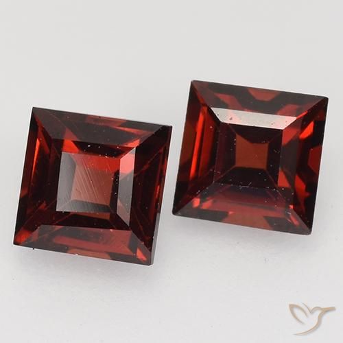 0.97 ctw Red Pyrope Garnet Stones, Natural Pyrope Garnet in Square Facet Shape for Sale