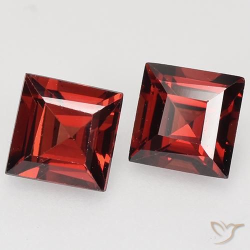 0.95 ctw Red Pyrope Garnet Stones, Natural Pyrope Garnet in Square Facet Shape for Sale
