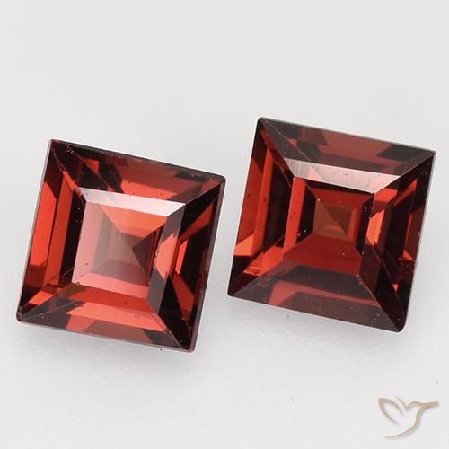 0.89 ctw Red Pyrope Garnet Stones, Natural Pyrope Garnet in Square Facet Shape for Sale