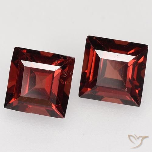 0.89 ctw Red Pyrope Garnet Stones, Natural Pyrope Garnet in Square Facet Shape for Sale