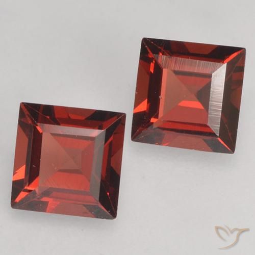 0.87 ctw Red Pyrope Garnet Stones, Natural Pyrope Garnet in Square Facet Shape for Sale