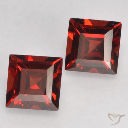 0.96 ctw Red Pyrope Garnet Stones, Natural Pyrope Garnet in Square Facet Shape for Sale