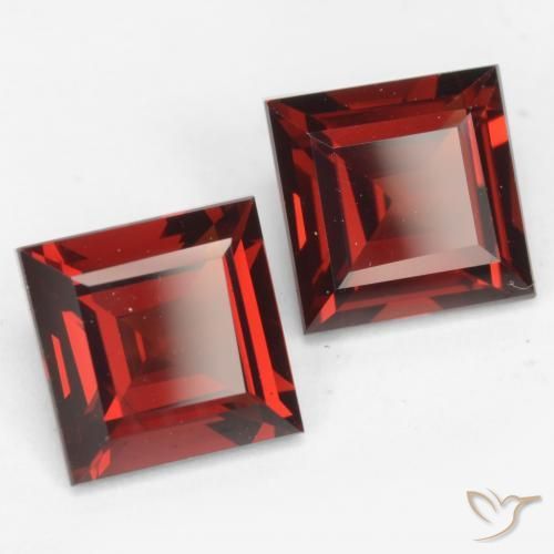 4.02 ctw Red Pyrope Garnet Stones, Natural Pyrope Garnet in Square Facet Shape for Sale