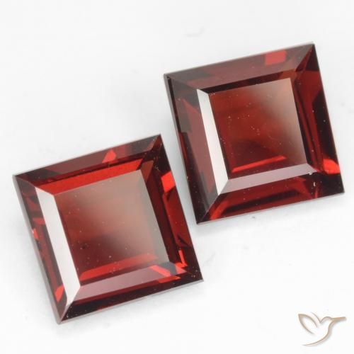 4.04 ctw Red Pyrope Garnet Stones, Natural Pyrope Garnet in Square Facet Shape for Sale