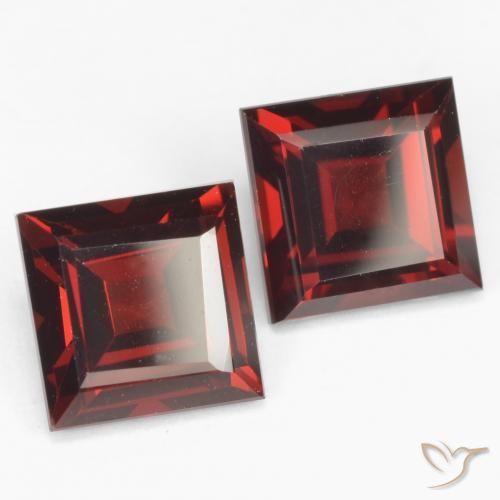 4.38 ctw Red Pyrope Garnet Stones, Natural Pyrope Garnet in Square Facet Shape for Sale