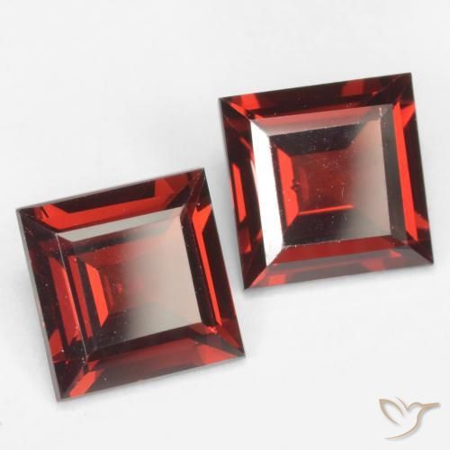 3.84 ctw Red Pyrope Garnet Stones, Natural Pyrope Garnet in Square Facet Shape for Sale