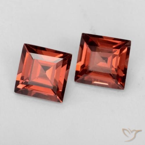 0.88 ctw Red Pyrope Garnet Stones, Natural Pyrope Garnet in Square Facet Shape for Sale