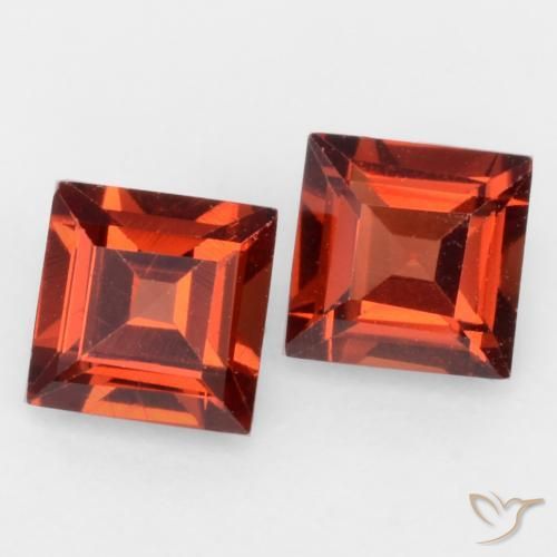 0.85 ctw Red Pyrope Garnet Stones, Natural Pyrope Garnet in Square Facet Shape for Sale