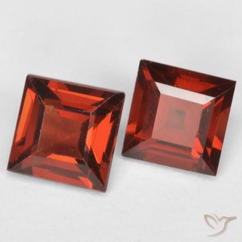 0.86 ctw Red Pyrope Garnet Stones, Natural Pyrope Garnet in Square Facet Shape for Sale