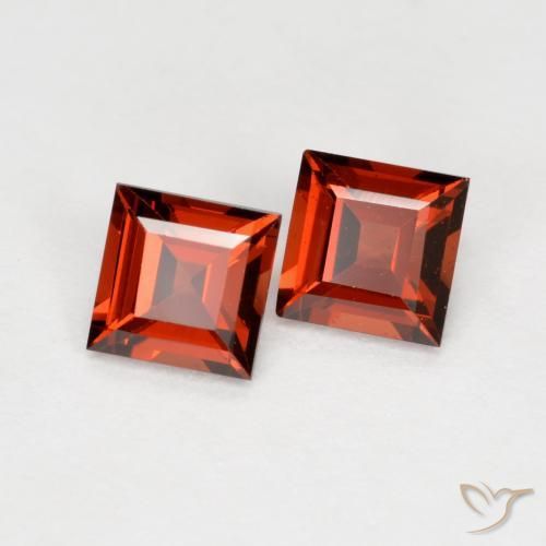 0.88 ctw Red Pyrope Garnet Stones, Natural Pyrope Garnet in Square Facet Shape for Sale