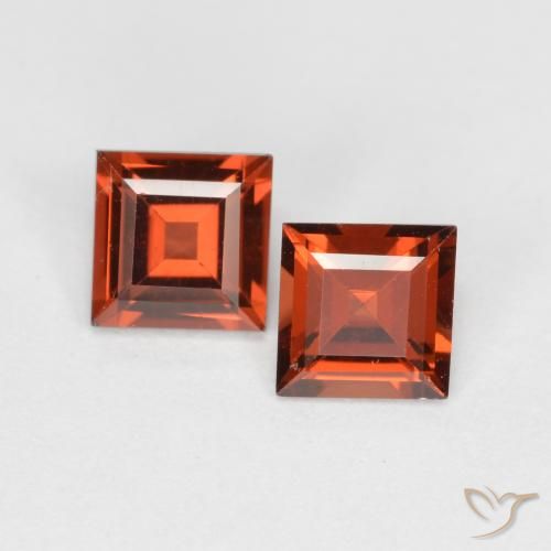 0.87 ctw Red Pyrope Garnet Stones, Natural Pyrope Garnet in Square Facet Shape for Sale