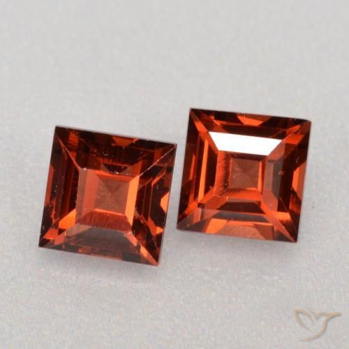 0.97 ctw Red Pyrope Garnet Stones, Natural Pyrope Garnet in Square Facet Shape for Sale