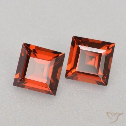 0.85 ctw Red Pyrope Garnet Stones, Natural Pyrope Garnet in Square Facet Shape for Sale
