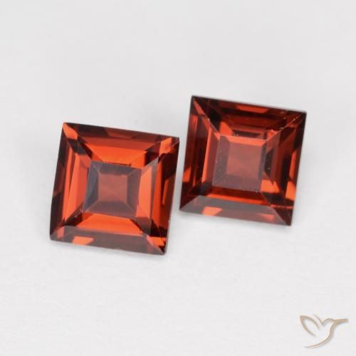 0.87 ctw Red Pyrope Garnet Stones, Natural Pyrope Garnet in Square Facet Shape for Sale