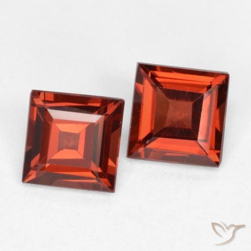 0.82 ctw Red Pyrope Garnet Stones, Natural Pyrope Garnet in Square Facet Shape for Sale