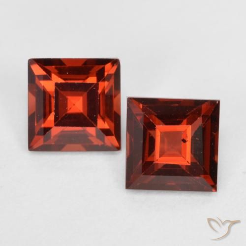 0.89 ctw Red Pyrope Garnet Stones, Natural Pyrope Garnet in Square Facet Shape for Sale