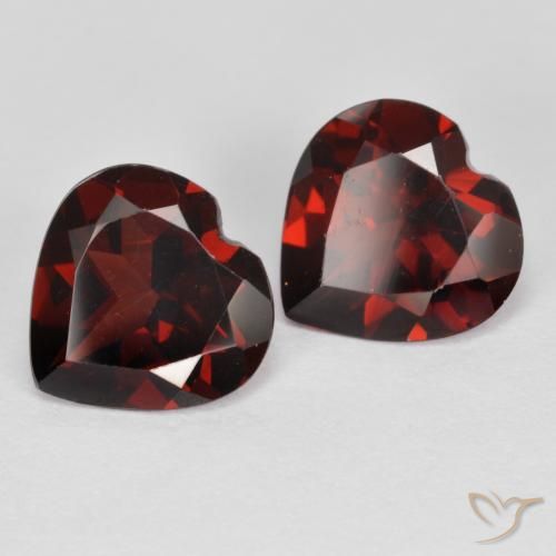 3.84 ctw Red Pyrope Garnet Stones, Natural Pyrope Garnet in Heart Facet Shape for Sale