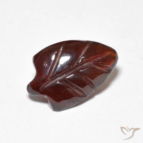 3.23 ct Orange Pyrope Garnet Stone, Natural Pyrope Garnet in Carved Leaf Shape for Sale