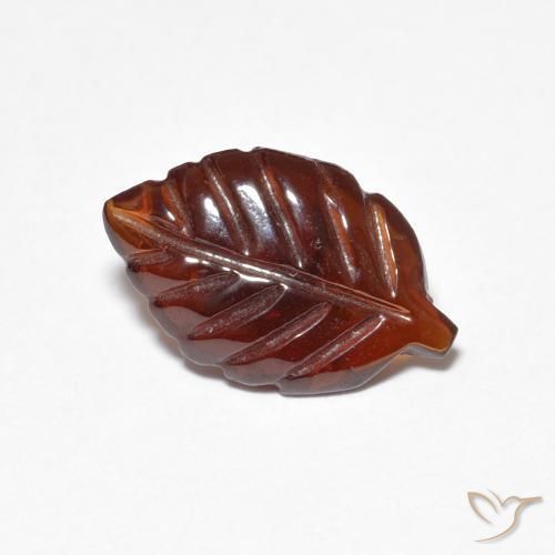 2.28 ct Orange Pyrope Garnet Stone, Natural Pyrope Garnet in Carved Leaf Shape for Sale
