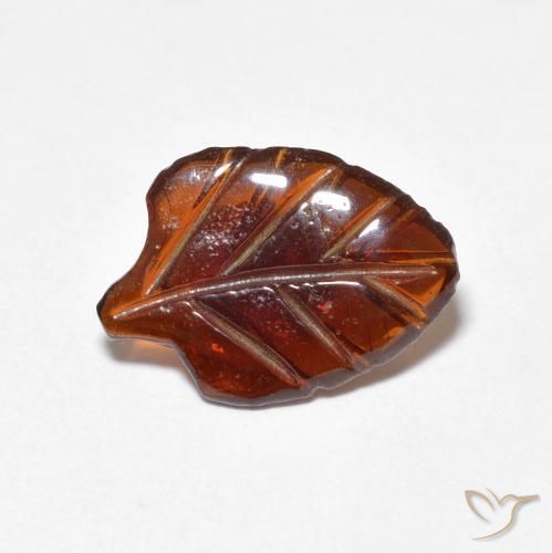 1.71 ct Orange Pyrope Garnet Stone, Natural Pyrope Garnet in Carved Leaf Shape for Sale
