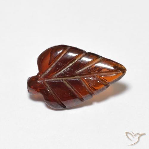 2.44 ct Orange Pyrope Garnet Stone, Natural Pyrope Garnet in Carved Leaf Shape for Sale