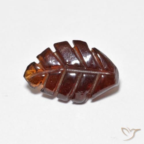 2.62 ct Orange Pyrope Garnet Stone, Natural Pyrope Garnet in Carved Leaf Shape for Sale
